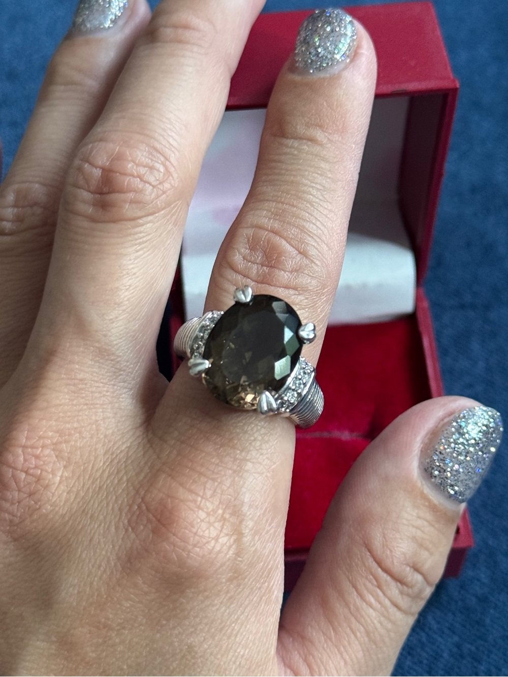 JUDITH RIPKA STERLING SILVER 925
SMOKEY QUARTZ CZ SIZE 8